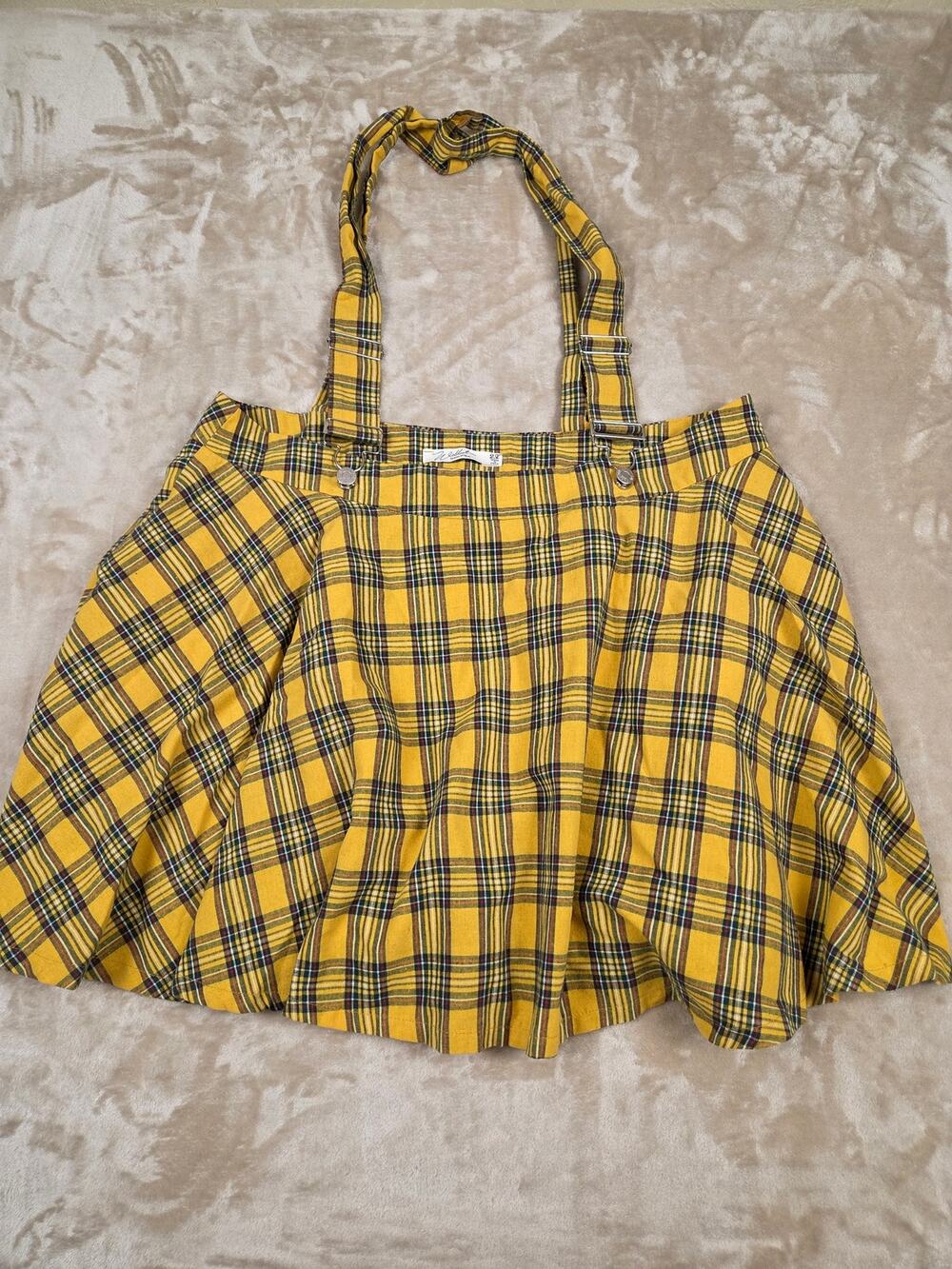 Fashion Wildcat Plaid Suspender Skirt